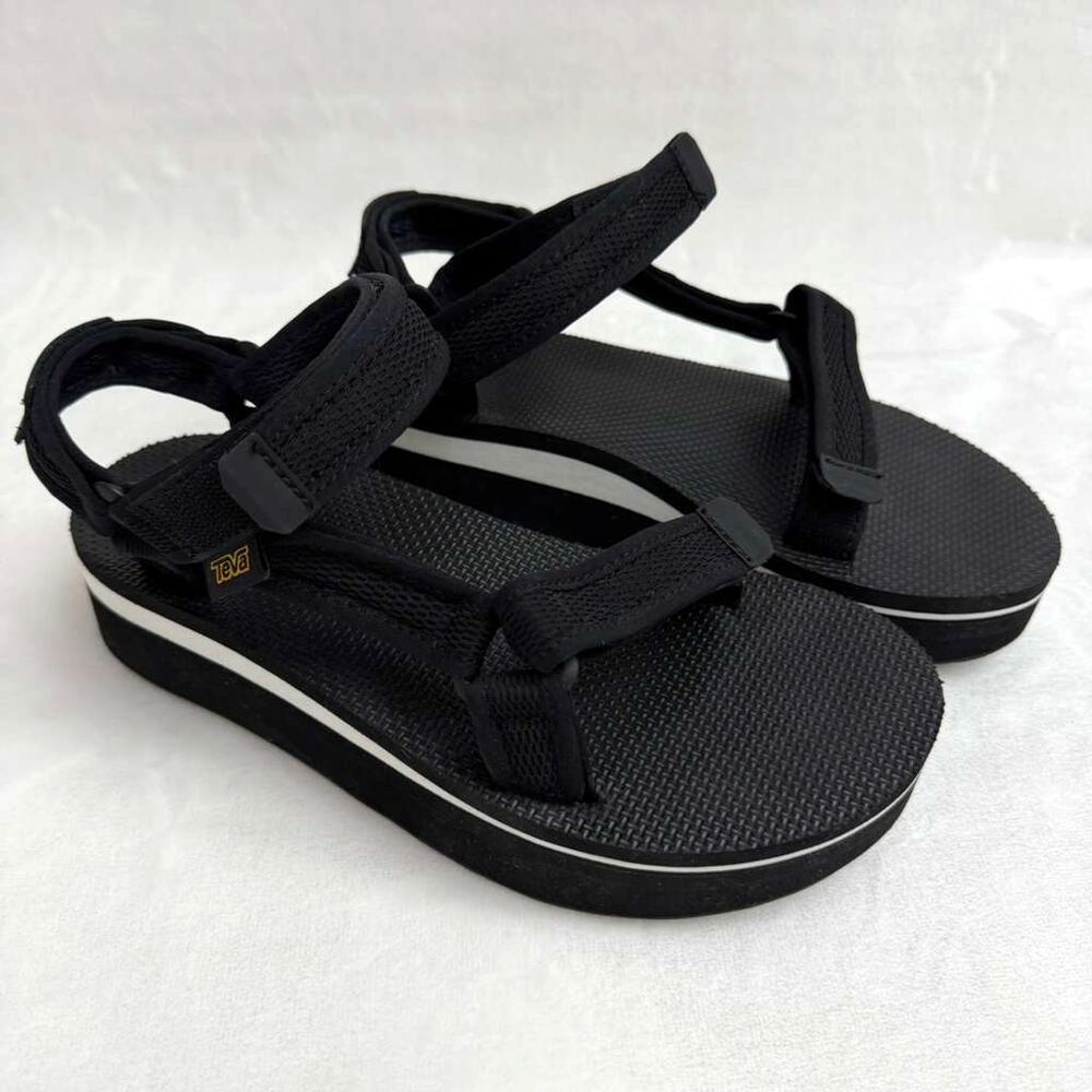 Teva Black Women's Flatform Universal Mesh Print Sz 8 - Picture 2 of 9
